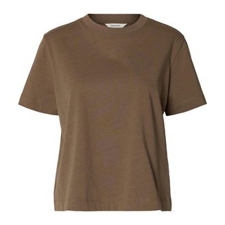 Selected Femme SlwEssential SS Boxy Tee Chocolate Chip